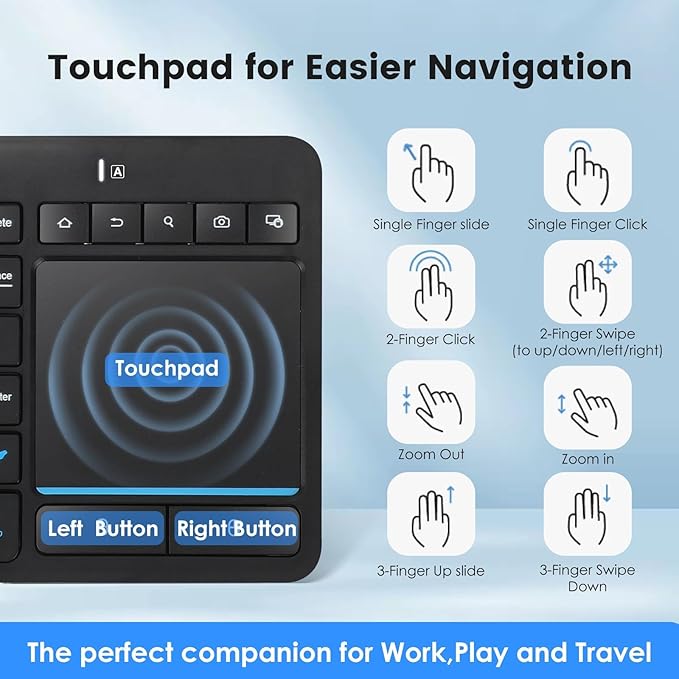 Bnnwa Multi-Device Wireless Bluetooth Keyboard with Touchpad-Wireless Keyboard with Multi-Touch Big Size Trackpad,Support 3 Devices for PC,Windows, Android, Chrome OS, Laptop, Tablet