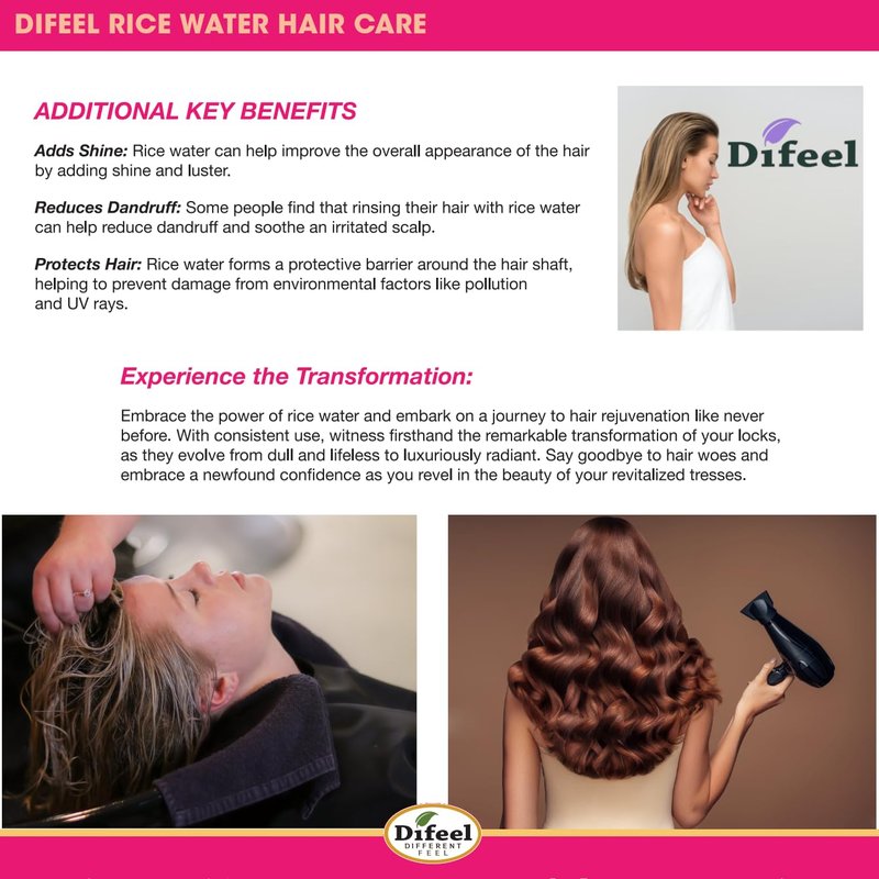 Difeel Rice Water Leave-in Conditioning Spray 8 oz. - Spray Leave in Conditioner For Dry Damaged Hair