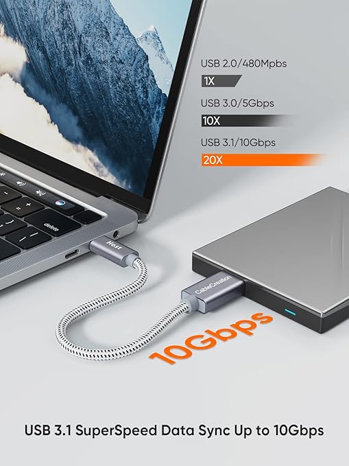 CableCreation USB C to Micro B Short Cable Braided 3.3FT,10G Micro B to USB C External Hard Drive for iPhone 15/16/17,Samsung Galaxy S24,Seagate WD Westgate My Passport,MacBook Pro/Air,iPad/Tablet