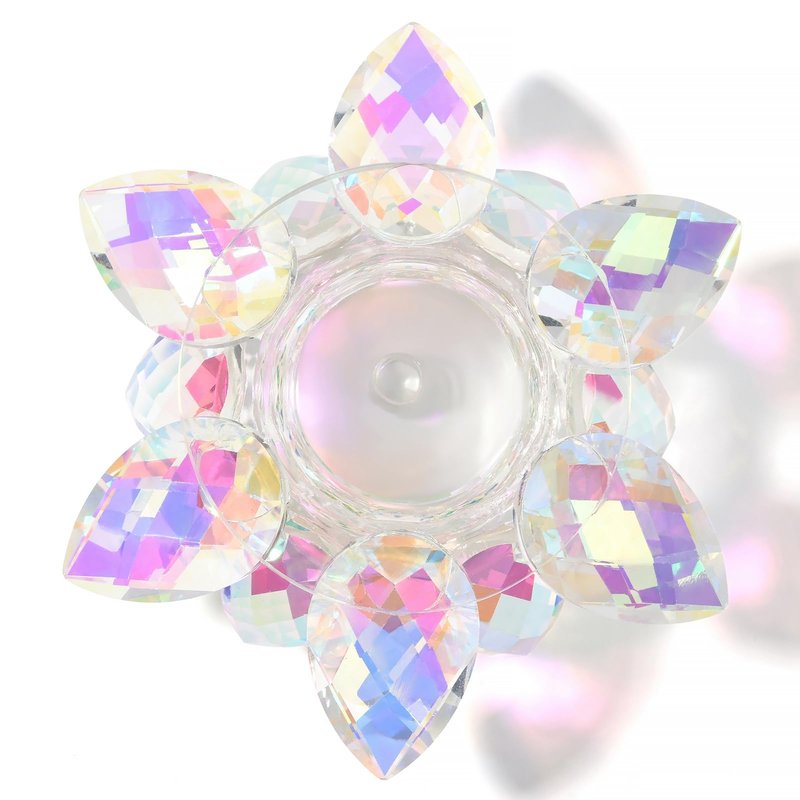 KADS Nail Art Dappen Dish with Lid Lotus Flower Shape Crystal Nail Dish Nail Art Liquid Powder Dish Bowl for Nail Art Manicure Care Tools Colorful