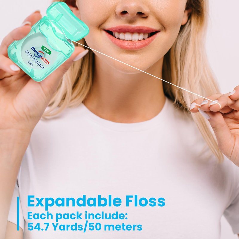 Geiserailie 72 Pack Dental Floss Bulk Mint Flavored 50m Each Travel Dental Floss Waxed Oral Care for Teeth Protection(Mint Green)