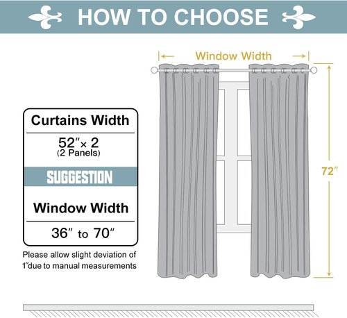 ChrisDowa Room Darkening Curtains - Thermal Insulated Blackout Panels for Bedroom & Living Room (Teal, 52W x 72L)
