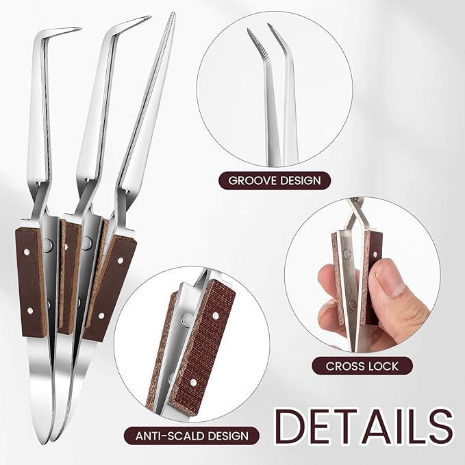 Gisafai 6 Pcs Jewelry Soldering Kit Include 2 Soldering Block Honeycomb Ceramic Welding Boards, 1 Copper Tongs, 3 Tweezers Reverse Tweezers Jewelers Making Melting Casting Tools Supplies