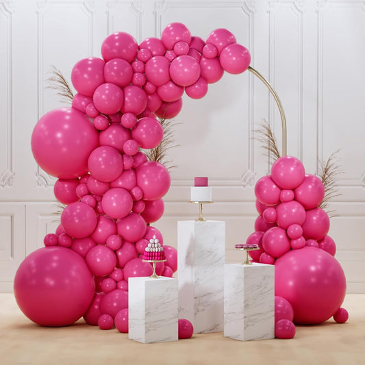 PartyWoo Hot Pink Balloons - 128-Piece Magenta Balloon Arch Kit for Weddings & Birthdays | Various Sizes 5-18 Inch