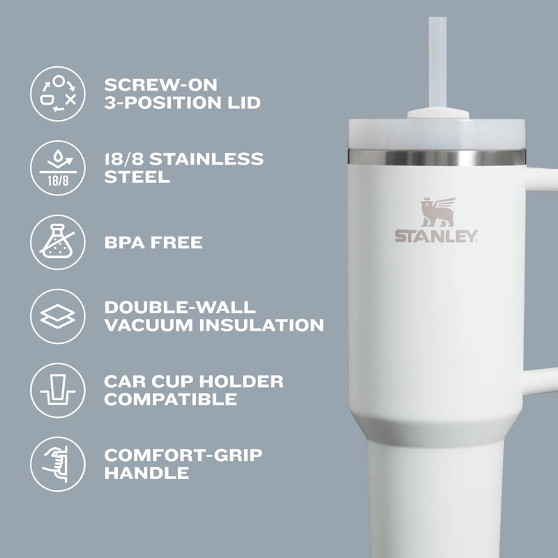 STANLEY Quencher H2.0 Tumbler with Handle and Straw 40 oz | Flowstate 3-Position Lid | Cup Holder Compatible for Travel | Insulated Stainless Steel Cup | BPA-Free | Red Rust