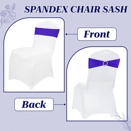 MDS Premium Spandex Chair Sashes - Universal Fit Elastic Covers with Buckle Slider | Pack of 100 - Royal Blue