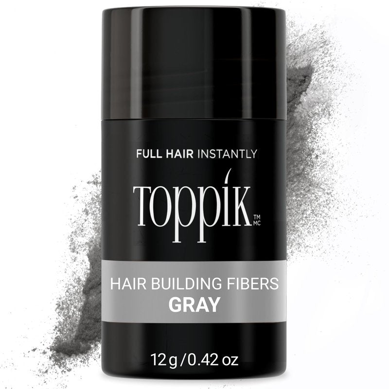 Toppik Hair Building Fibers, Gray, 12g Fill In Fine or Thinning Hair, Instantly Thicker, Fuller Looking, 9 Shades for Men & Women, Keratin Protein Formula