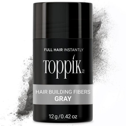 Toppik Hair Building Fibers, Gray, 12g Fill In Fine or Thinning Hair, Instantly Thicker, Fuller Looking, 9 Shades for Men & Women, Keratin Protein Formula