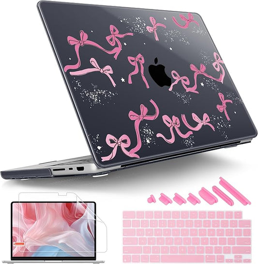 Tuiklol for MacBook Pro 14 Inch Case 2026 2025 2024 2023 2022 2021 Release M5/M4/M3/M2/M1 A2442 Pro/Max,Hard Shell Case with Screen Protector for Touch ID, Bow-2