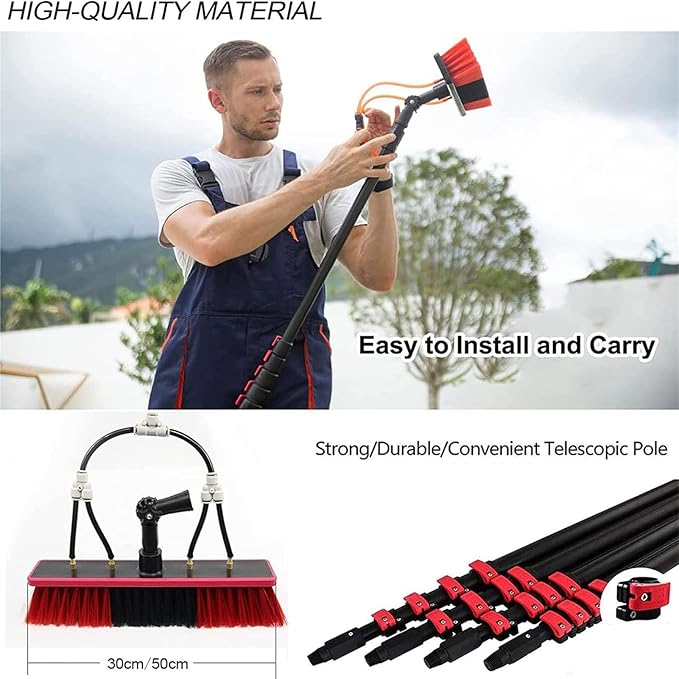 6m Solar Panel Cleaning Brush and Pole,Photovoltaic Panel CleaningTrucks Windows Water Fed Extendable Brush Roof Cleaning Tools Conservatory roof Cleaner,30cm-1 Count