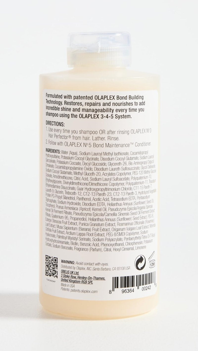 Olaplex No. 4 Bond Maintenance Shampoo, Repairs, Strengthens, & Nourishes All Hair Types, Adds Shine & Leaves Hair Feeling Soft, 8.5 fl oz