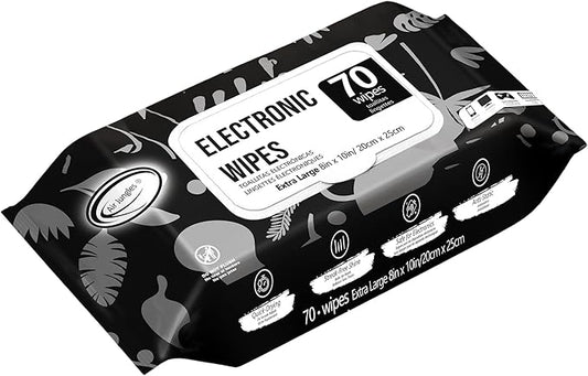 Air Jungles Electronic Wipes Screen Cleaner 70 Count, No Cloth Needed, XL 8"x10" Cleaning for LED Screen, TVs, Computer, Tablet, Phone, Laptops, Monitor, Smart Watch, Headphone and Gaming Equipment
