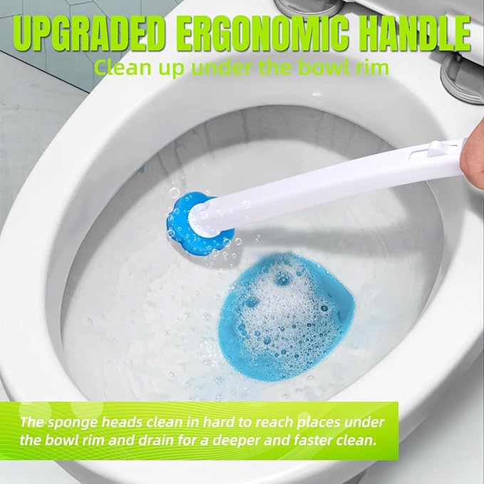 KOKL Disposable Toilet Bowl Wand Refills, Toilet Brushes and Holder, Disposable Toilet Brush Heads for Bathroom Cleaning, 48 Count