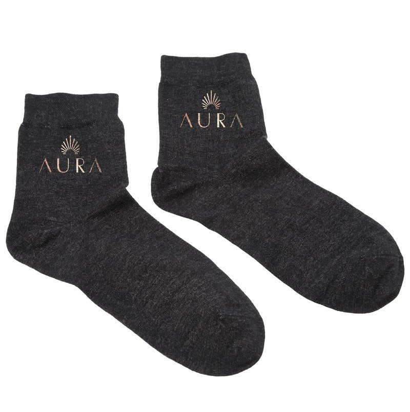 Auraâ¢ Luxury Grounding Socks for Feet - 25% Pure Silver Grounding Socks for Women & Men - Black, Size Medium