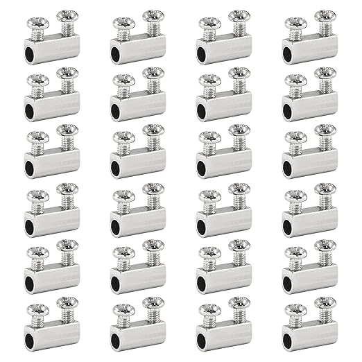 Biaungdo 24 Pcs Stainless Steel Wire Rope Cable Clamp, Adjustable New Upgrade Double Hole Wire Rope Clamp Fastener