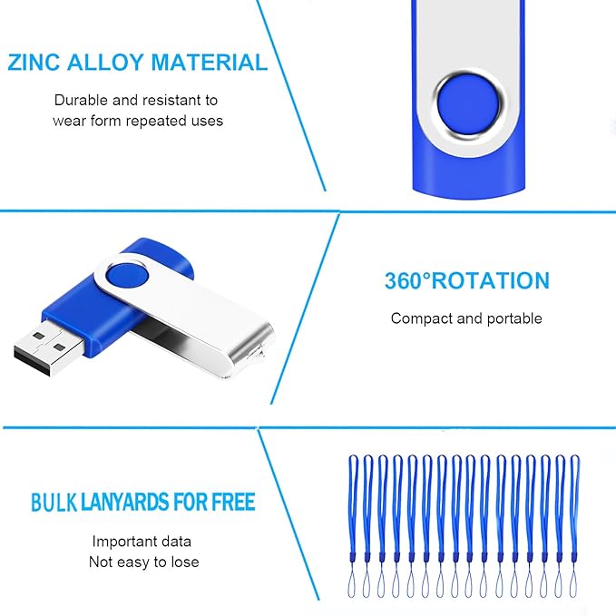 128MB Bulk Flash Drive 100 Pack EASTBULL FAT32 USB 2.0 Drive Pack (Blue)