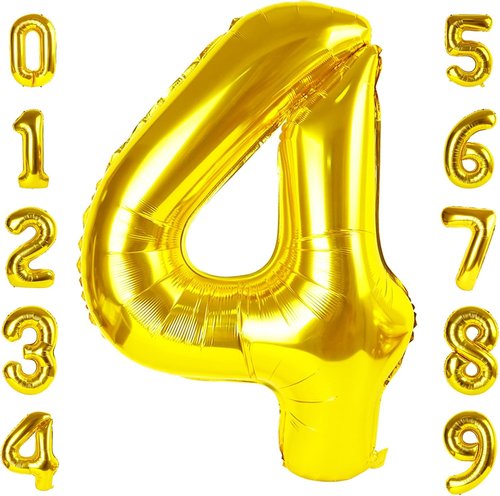 Gold 40-Inch Number Balloons by [Brand Name] - Perfect for 4th Birthday, Graduation & Baby Shower Celebrations