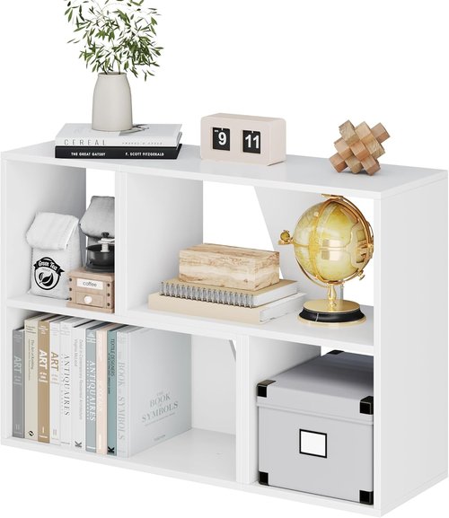 MapleGrace 6-Cube Storage Organizer - Stackable Wooden Bookcase with Back Panels | White Finish for Living Room, Bedroom, Study