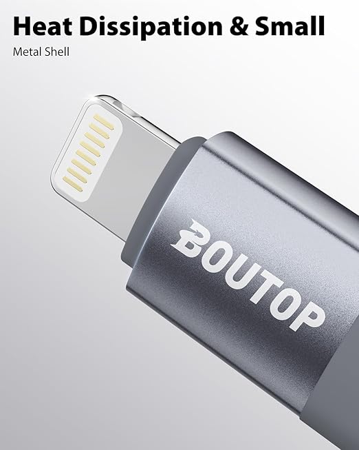 BOUTOP [MFi Certified] USB C to Lightning Adapter, Type C to Lightning Adapter Support 36W PD Fast Charging Compatible with iPhone iPad Gray