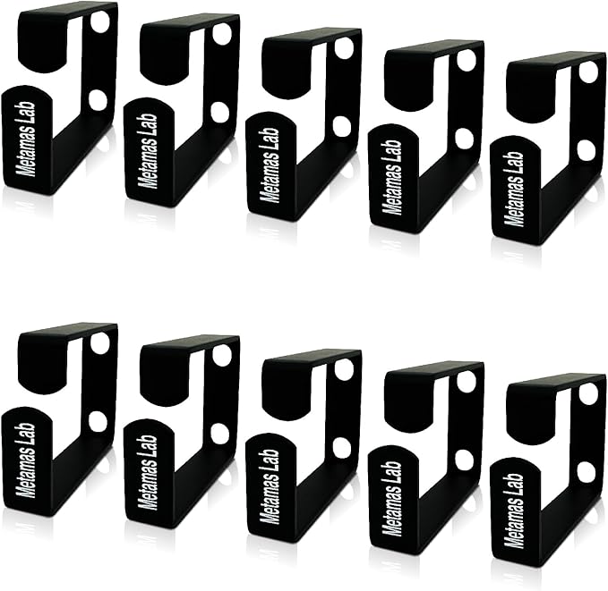 Metamas Lab - 10 Pack Metallic 1U D Ring Cable Manager Ring Network Rack Cable Management Ring Cable Management Hook for Network Patch Cables, Fiber Optic, Power Cords - Made in Taiwan