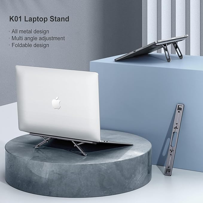 nediea Laptop Risers for Desk, 4 Adjustable Heights Laptop Stand, Keyboard Riser, Ergonomic Laptops Feet for Desk, Compatible with MacBook Air Pro, with Dell, with HP, More 10-15.6” Laptops
