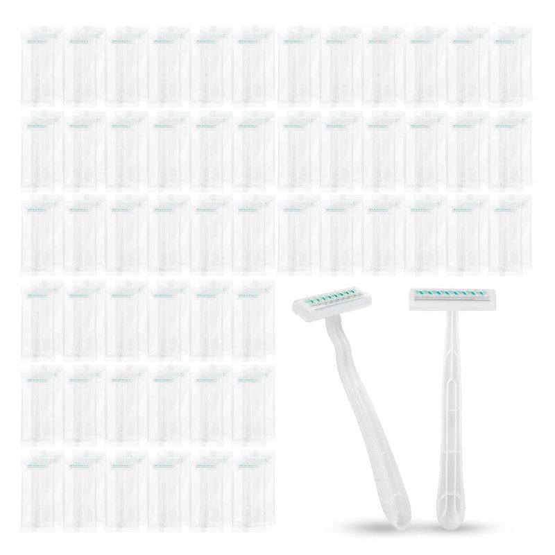 Disposable Razors, White Bulk Razors With Knife Caps, Individually Packaged, Razors In Bulk Suitable For Hotels, Shelters, Homeless People, Nursing Homes, Charities, Churches (100-PACK)