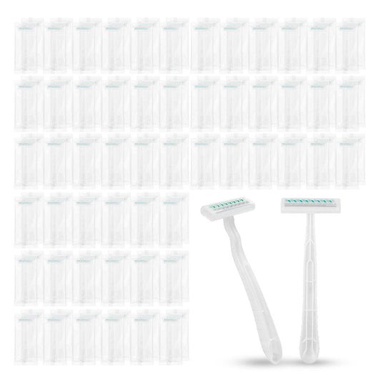 Disposable Razors, White Bulk Razors With Knife Caps, Individually Packaged, Razors In Bulk Suitable For Hotels, Shelters, Homeless People, Nursing Homes, Charities, Churches (100-PACK)