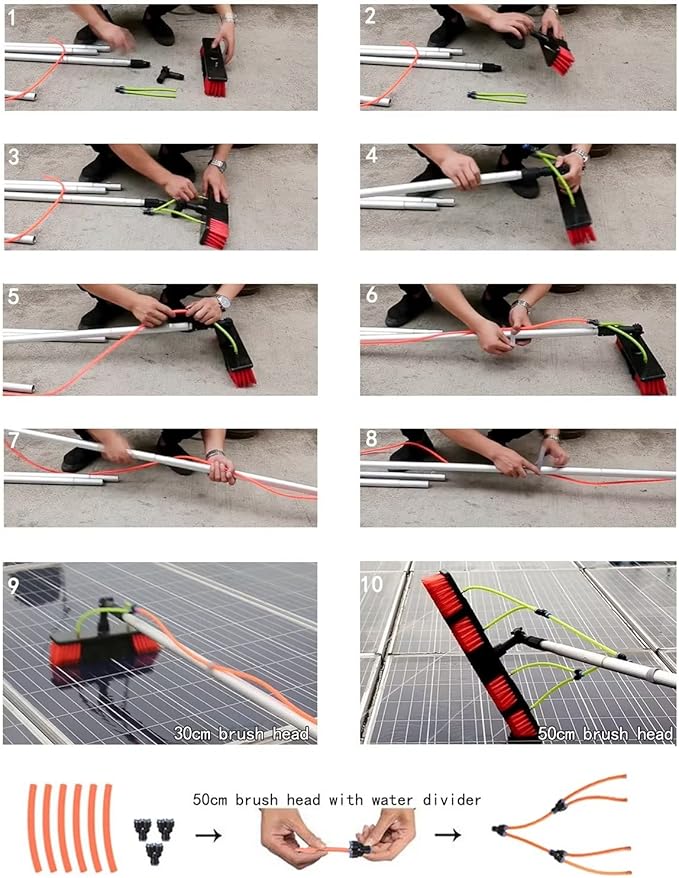5 Meter / 16.5 Feet Extending Telescopic Water Fed Home Windows Car Vans Brushs Wash Brush Cleanerï¼30cm Brush 5m Poleï¼