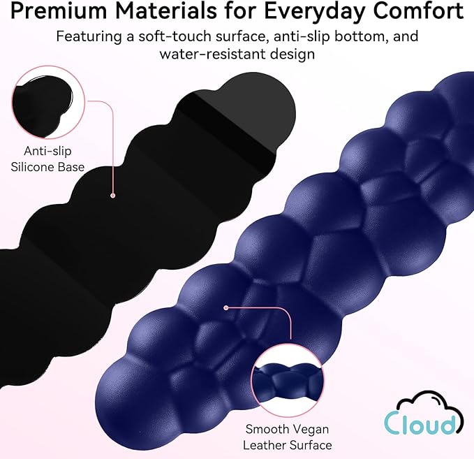 Sushret Cloud Wrist Rest for Computer Keyboard, 4-in-1 Memory Foam Leather Cloud Keyboard Wrist Rest and Mouse Pad Set with Ergonomic Support for Arm and Palm Cushion, Gaming/Work Setup, Dark Blue
