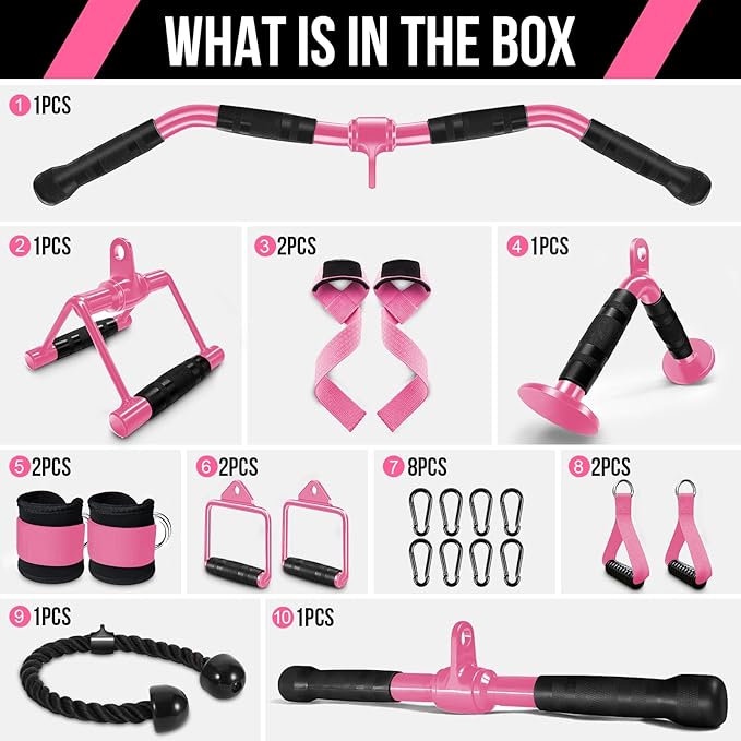 WNOEY LAT Pulldown Attachments, Cable Machine Attachment Gym Accessories, Cable Attachments for Gym, Home Gym Accessories