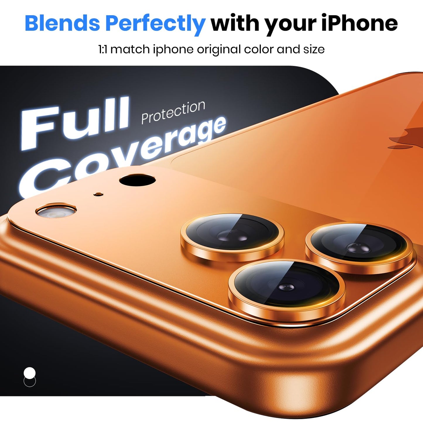 Hoerrye for iPhone 17 Pro Max Camera Lens Protector - [12FT Shatterproof Military Grade] [Strong Adsorption] 9H+ Tempered Glass Camera Screen Full Protective Cover Case Friendly,Cosmic Orange