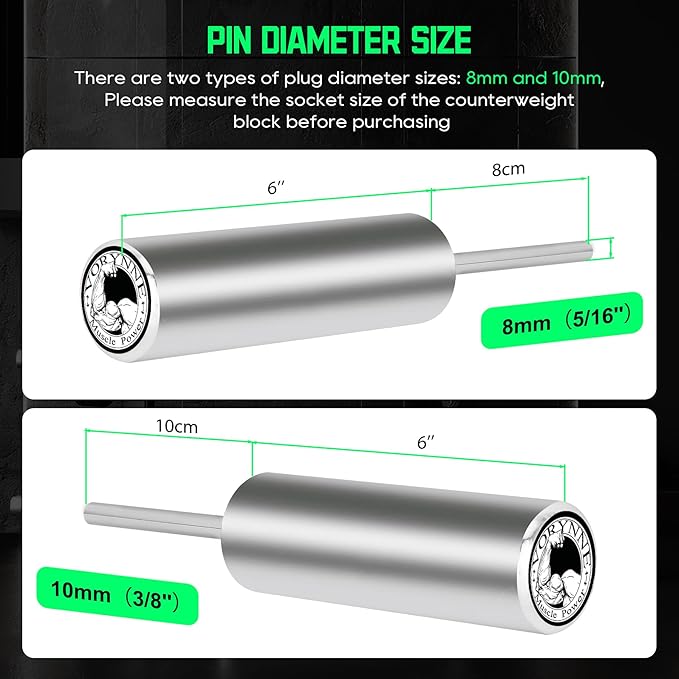 Vorynne Weight Stack Pin Extender for Gym Cable Machine & Home Gym, Ø 10 mm, Allowing Additional Olympic Weight Plates, Made of Durable Steel for Secure and Long-Lasting Use