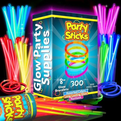 Glow Sticks Jewelry by Party Sticks - 300 Pack of Glow in the Dark Necklaces & Bracelets for All Ages