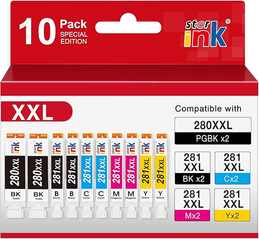 STARINK PGI-280XXL CLI-281XXL Compatible Ink Cartridges, Replacement for Canon 280 281 Ink Cartridges for Canon PIXMA TR8620 TR8620a TS6320 TS8220 TS9120 TS9520 TS6120 TS6220 TR7520 Printers 10 Packs