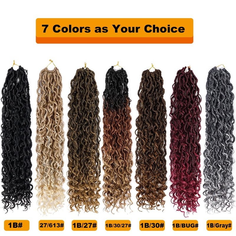 BAOTA Goddess Locs Crochet Hair 10 Inch 7 Packs Faux Locs Crochet Hair for Women Pre Looped Crochet Hair with Curly Ends River Locs Soft Locs Crochet Hair Extensions (1B#)