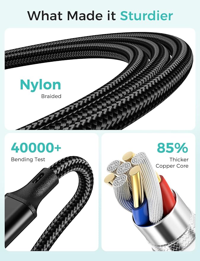 2Pack Multi Charging Cable for Apple Watch Charger 4 in 1 Travel Essentials RV Camping Essentials USB C/L/Micro Compatible with iWatch Series 11-1/iPhone 17/16/15/Android Airplane Gadgets-4FT/Black
