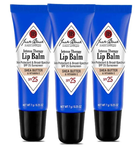 Jack Black Intense Therapy Lip Balm, 0.25-Oz., Pack of 3 – Shea Butter & Vitamin E, SPF 25 Sun Protection, Lip Moisturizer, Hydrating Lip Balm with SPF,