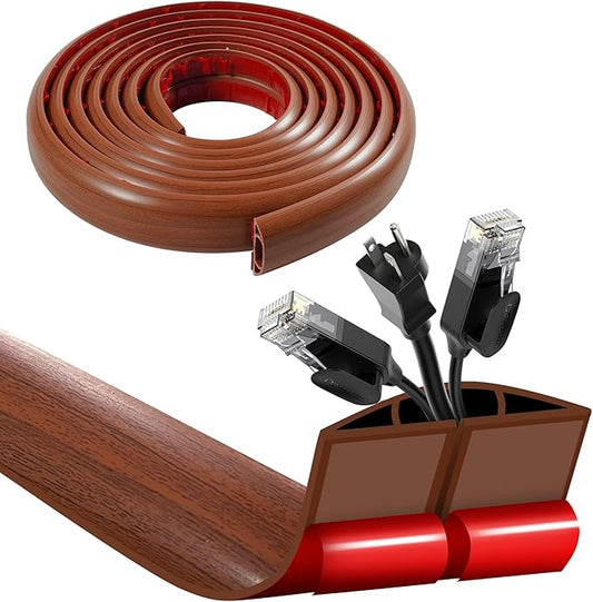 BEIEBIJOB Self Adhesive Floor Cord Cover, Cable Protector, 3.3ft, Walnut