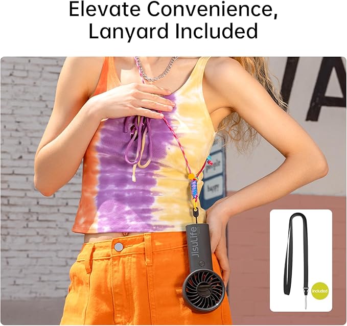 JISULIFE Handheld Portable Fan, Stronger and Longer-Lasting: 5 Speed, 5000mAh Battery, 12-Blade Turbo For Powerful Wider Wind, LED Display, Rechargeable Personal Fan for Travel Concerts Makeup-Black