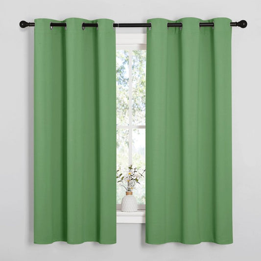NICETOWN Froest Green Blackout Curtains 48 inches Length for Laundry Room, 2 Panels, 42" Wide, Thermal Insulated Decoration Drapes for Short Window