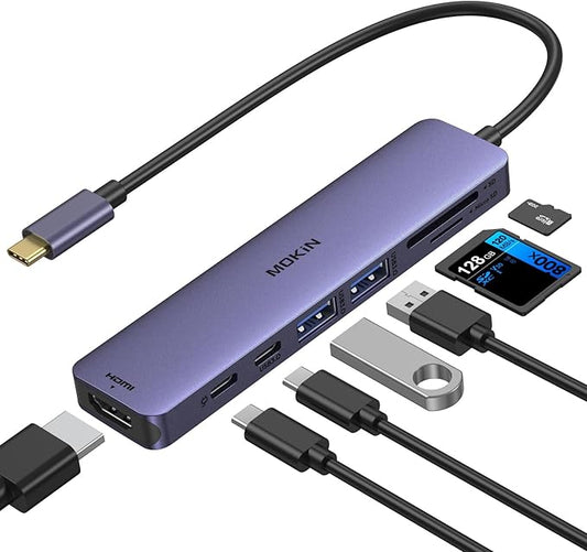 USB C Hub HDMI Adapter for MacBook Pro/Air, MOKiN 7 in 1 USB C Dongle with HDMI