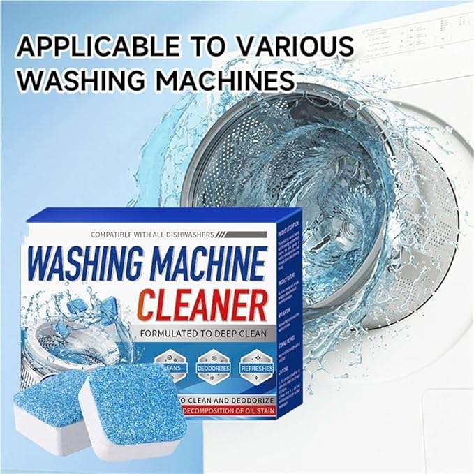 Washing Machine Cleaner Descaler 12 Pack - Deep Cleaning Tablets For HE Front Loader & Top Load Washer, Septic Safe Eco-Friendly Deodorizer, Clean Inside Drum and Laundry Tub Seal - 12 Month Supply(3C