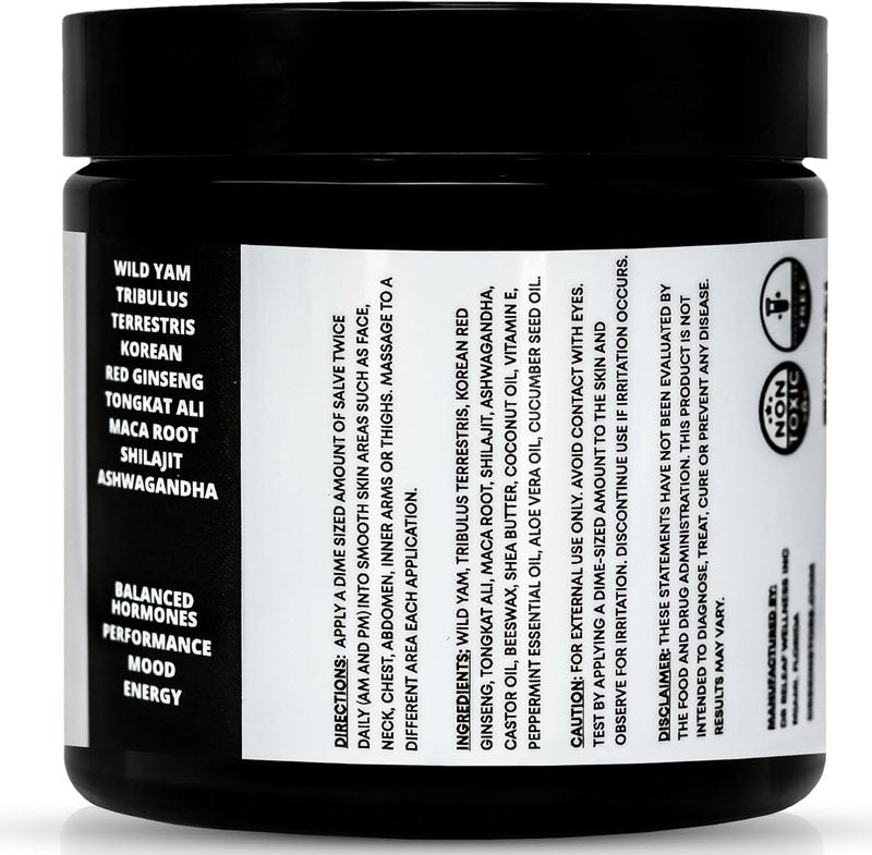 Men's Organic Wild Yam Cream for Hormone Balance - Natural T-Booster with Ginseng & Tongkat Ali | 4oz, Made in USA