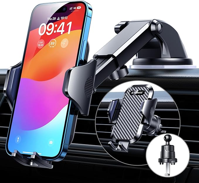 VANMASS Car Phone Holder 2026 Ultimate Military-Grade Strongest Suction & Clip Windshield Dashboard【Newest Best Strongest】 Cell Phone Shower & Wall Mounts for iPhone 17 Pro Max 16 15 14 13 Android