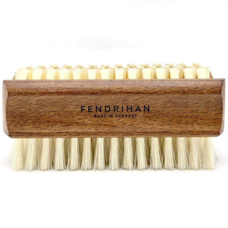 Fendrihan Genuine Boar Bristle Nail Brush with Beech Wood Handle, Made in Germany (Light Bristles)