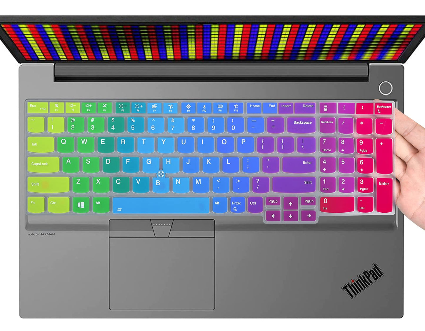 Colorful Keyboard Cover for 15.6" Lenovo ThinkPad E15 Gen 4/3/2 T15 T15p T15g L15 Gen 2 1 P51s P52 P52s P53 P72 P73/ThinkPad E580 E590 E595 L580 L590/ThinkPad T570 T575 T580 T590, Rainbow