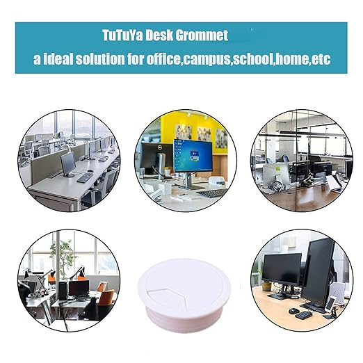 TuTuYa 6PCS Desk Grommet, Desk Cable Grommet 3-1/6 Inch (80 mm) White Desk Cable Hole Cover with Hole Saw, Cable Pass Through, Ideal Solution for Office and Home Table Cable (White, 3-1/6 Inch)