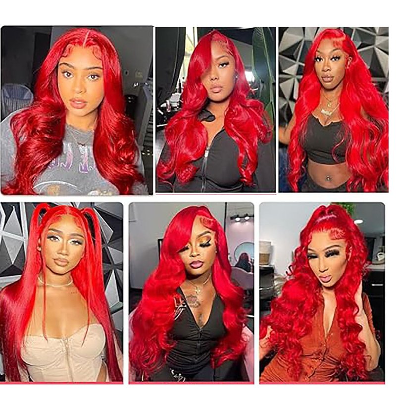 16-Inch Fire Red Human Hair Bundles - 8A Brazilian Virgin Body Wave Weave