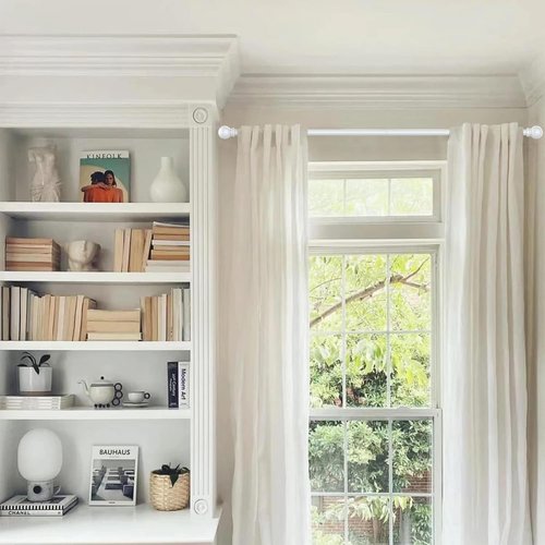 GXOACKJ Decorative Curtain Rods - Heavy Duty Metal, 32-62 Inch, White Finish with Brackets