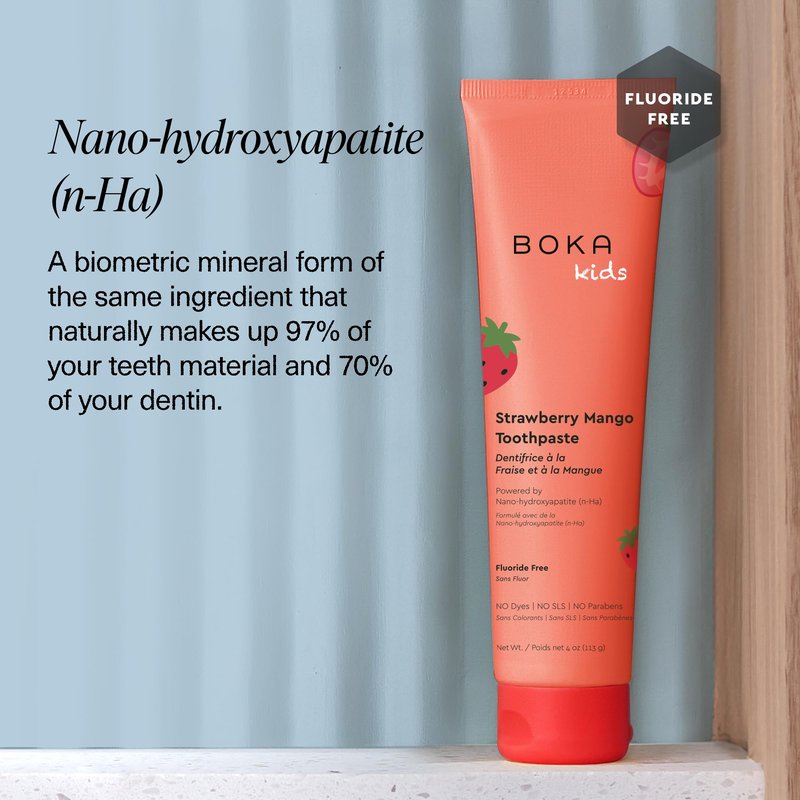 Boka Fluoride Free Toothpaste Nano Hydroxyapatite Toothpaste - Strawberry Mango Flavor, 4 oz 3Pk